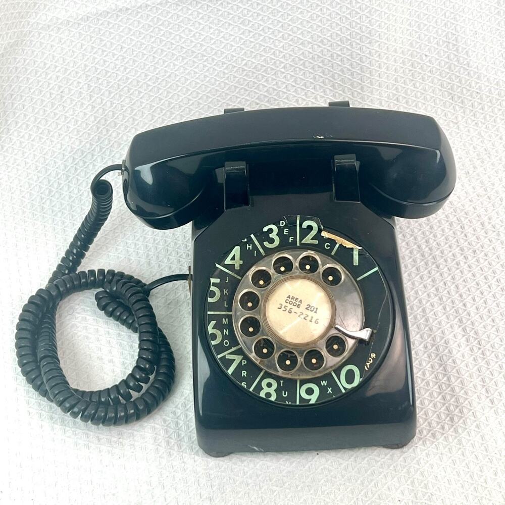 Western Electric Bell System Rotary Desk Telephone Black Vintage Untested